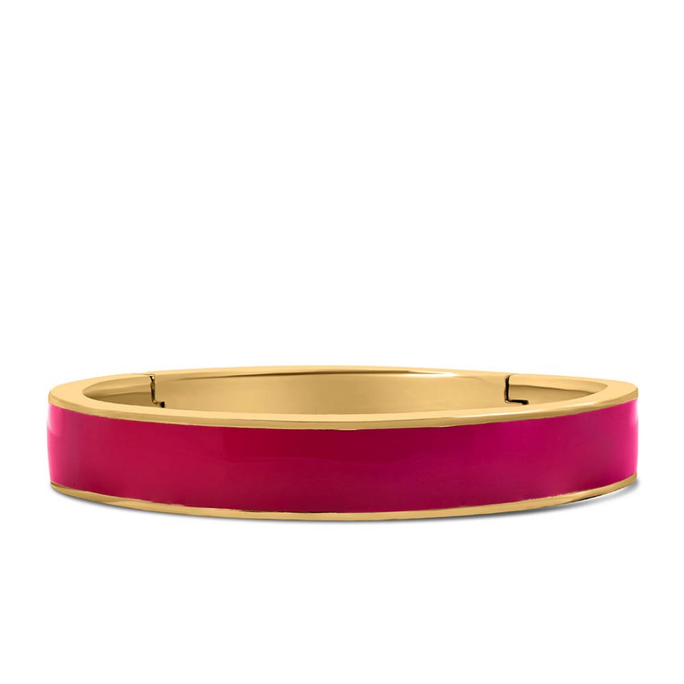 10.8MM 1960s Barbie Retro Glam Bangle with Pink Enamel in Gold Vermeil Plated Sterling Silver