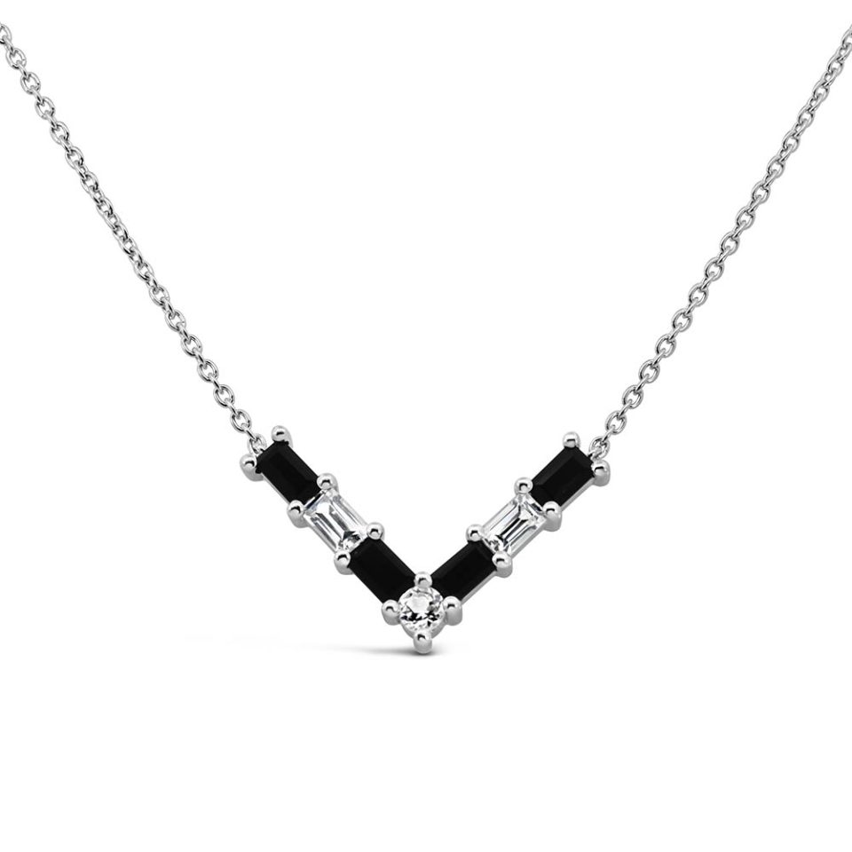 1950s Original Barbie Icon Necklace with Black Onyx and White Topaz in Sterling Silver