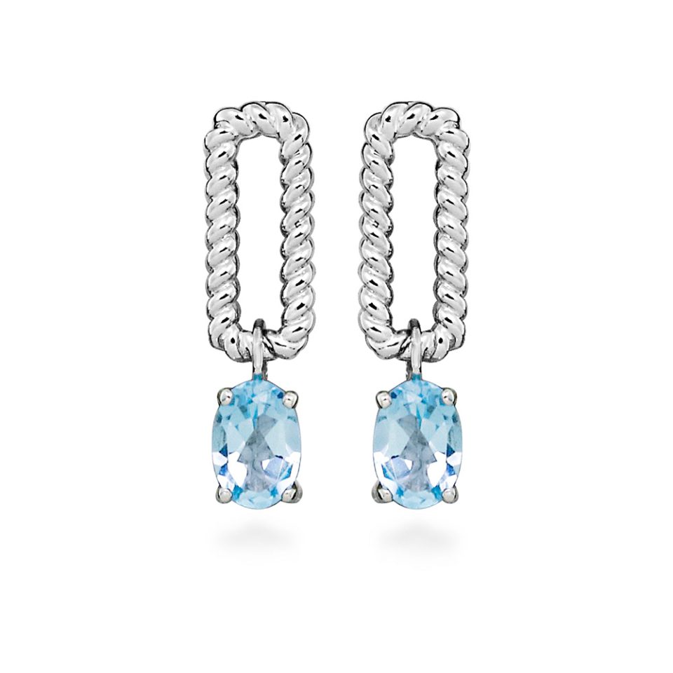 Drop Earrings with Oval Sky Blue Topaz in Sterling Silver