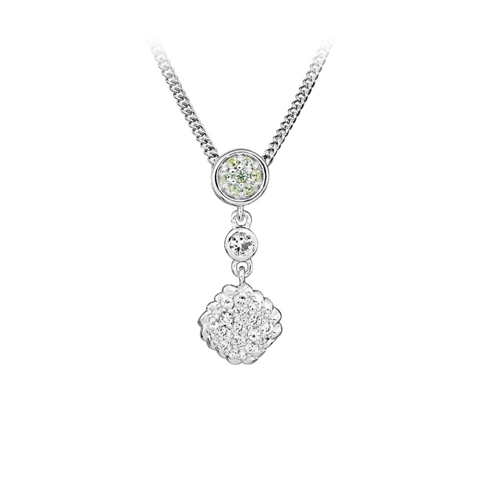 Pendant with White Topaz & Peridot in Sterling Silver with Chain