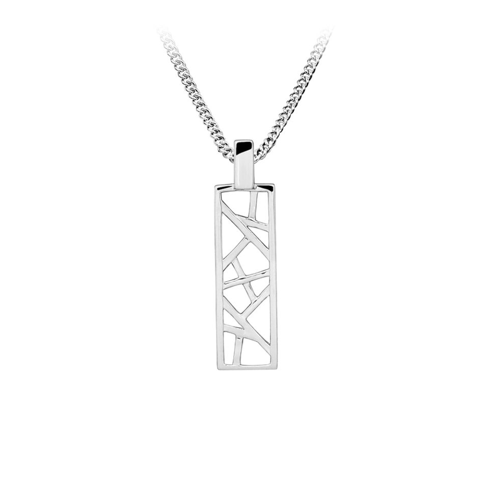 Geometric Pendant in Sterling Silver with Chain