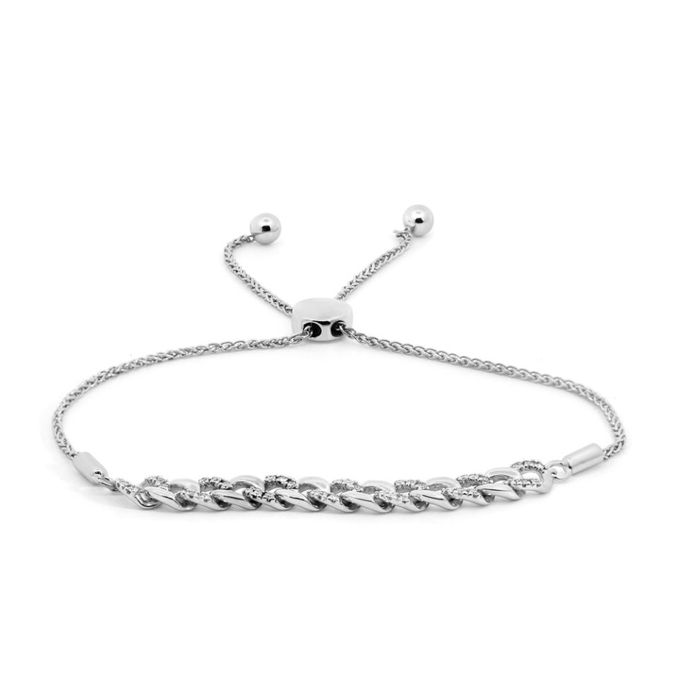 Adjustable Bracelet with .20 Carat TW of Diamonds in Sterling Silver