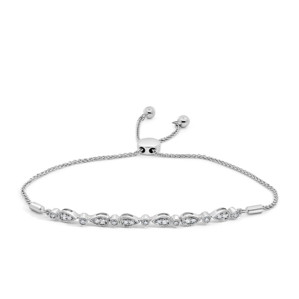 Adjustable Bracelet with .25 Carat TW of Diamonds in Sterling Silver