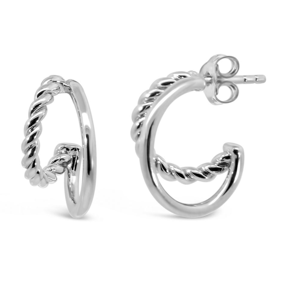 Mini Open Hoop Earrings in Sterling Silver