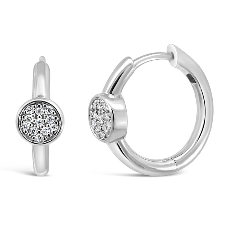 Hoop Earrings with Cubic Zirconia in Sterling Silver