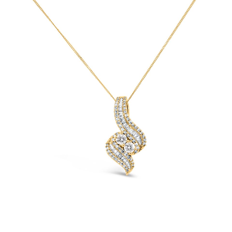 Pendant with .98 Carat TW of Diamonds in 10kt Yellow Gold with Chain