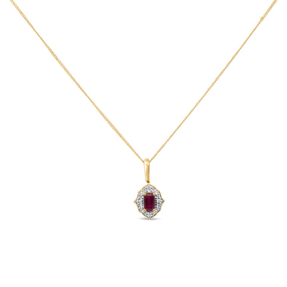 Elara Pendant with Ruby and .09 Carat TW of Diamonds in 10kt Yellow Gold