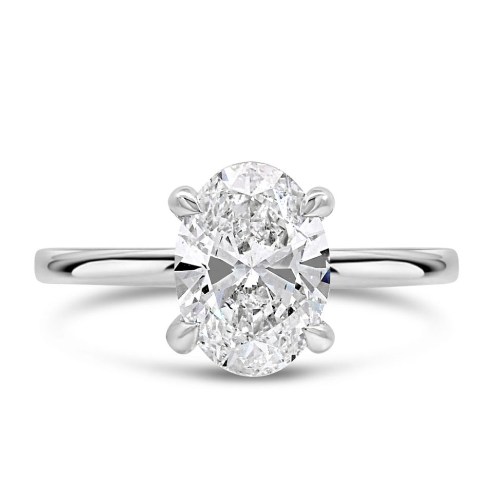 Oval Engagement Ring with 2.15 Carat TW of Lab Created Diamonds in 14kt White Gold