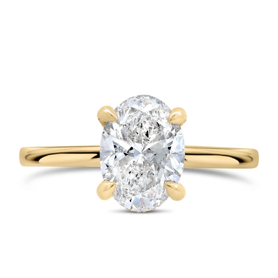 Oval Engagement Ring with 2.15 Carat TW of Lab Created Diamonds in 14kt Yellow Gold