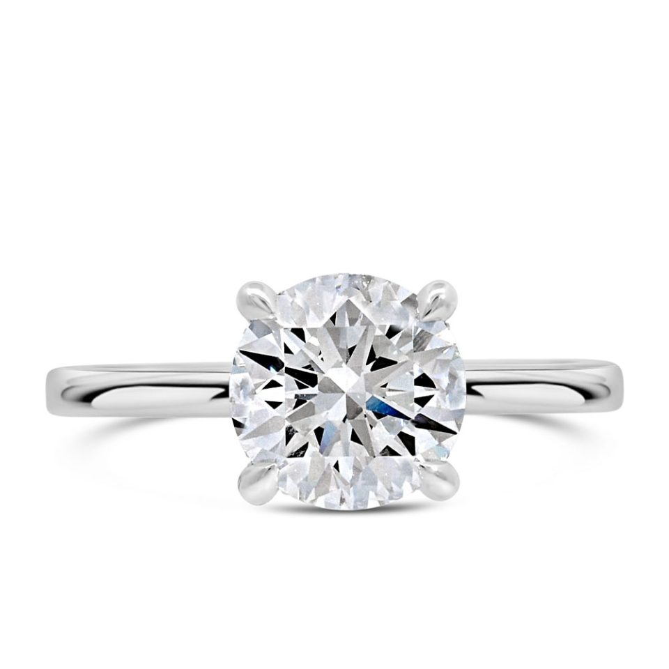 Round Brilliant Engagement Ring with 2.15 Carat TW of Lab Created Diamonds in 14kt White Gold