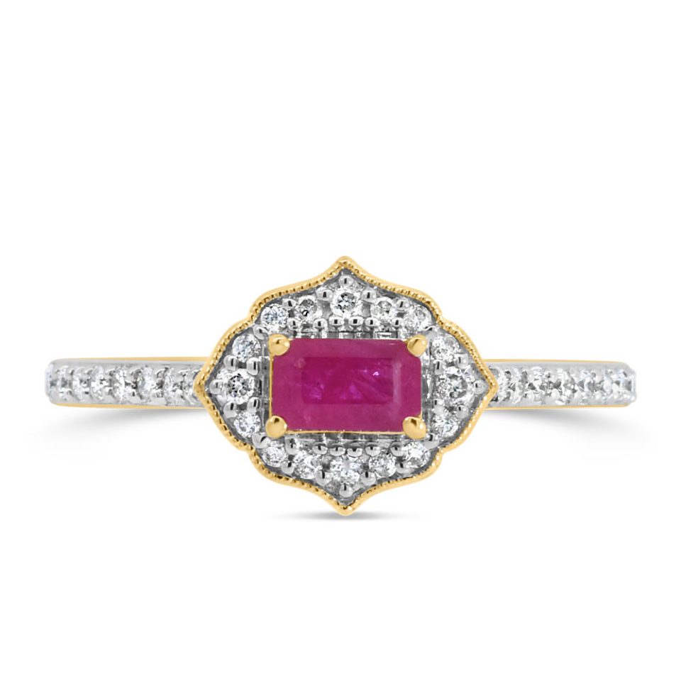 Elara Ring and .20 Carat TW of Diamonds and Ruby in 10kt Yellow Gold