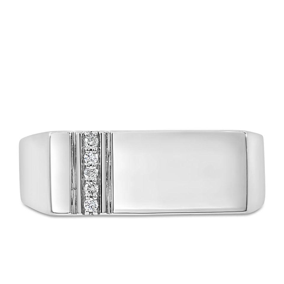 Men's Ring with .05 Carat TW of Diamonds in 10kt White Gold