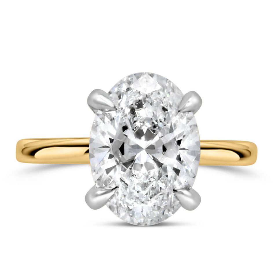 Oval Solitaire Engagement Ring with 4.10 Carat TW of Lab Created Diamonds in 14kt Yellow Gold