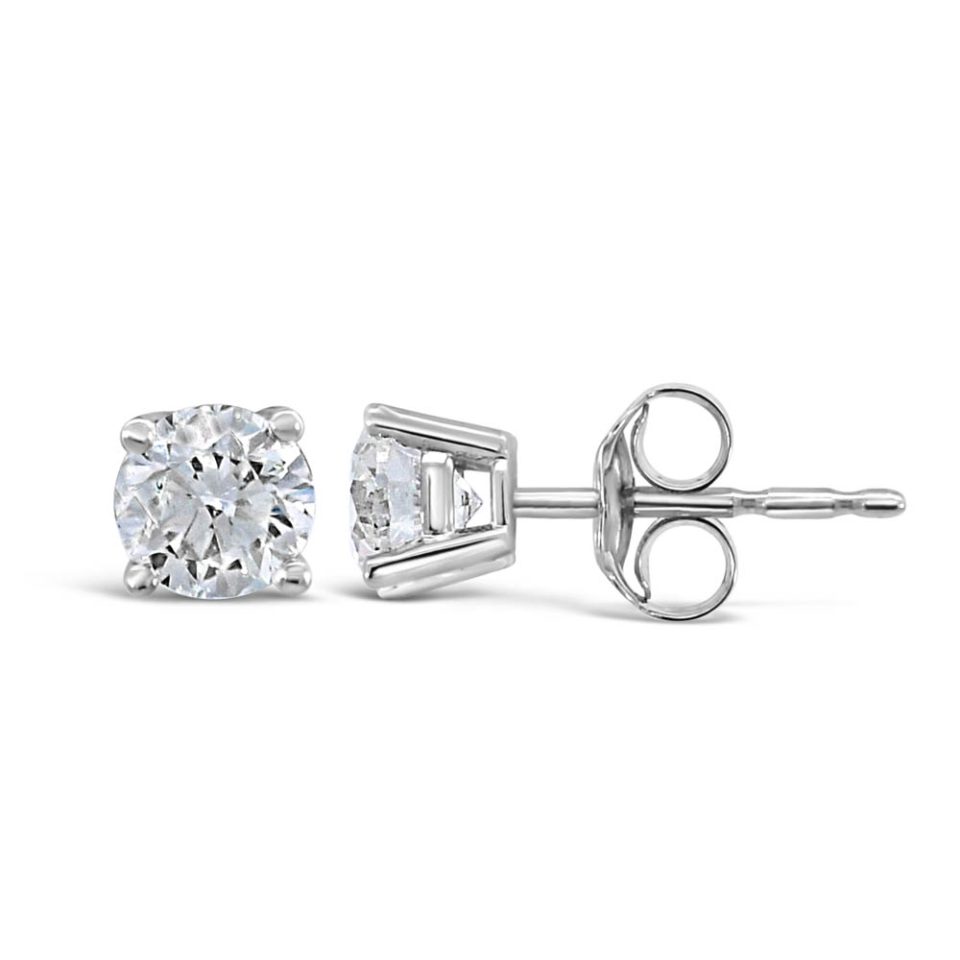 Classic Solitaire Stud Earrings with .80 Carat TW of Lab Created Diamonds in 10kt White Gold