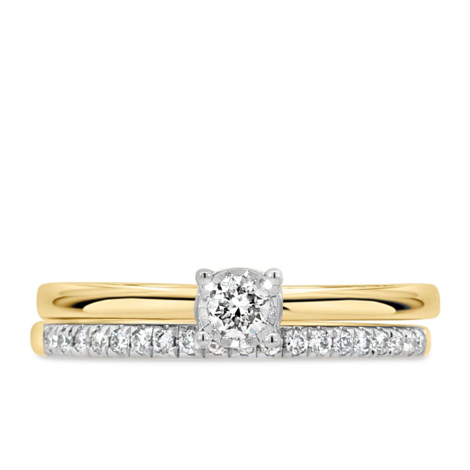 Engagement Ring Set with .25 Carat TW of Diamonds in 10kt Yellow Gold