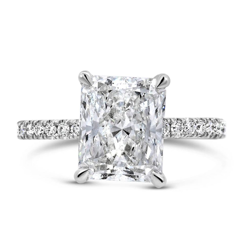 Radiant Engagement Ring with 4.46 Carat TW of Lab Created Diamonds in 14kt White Gold