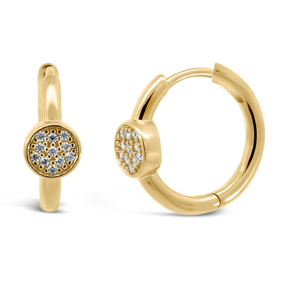 Hoop Earrings with Cubic Zirconia in Gold Plated Sterling Silver