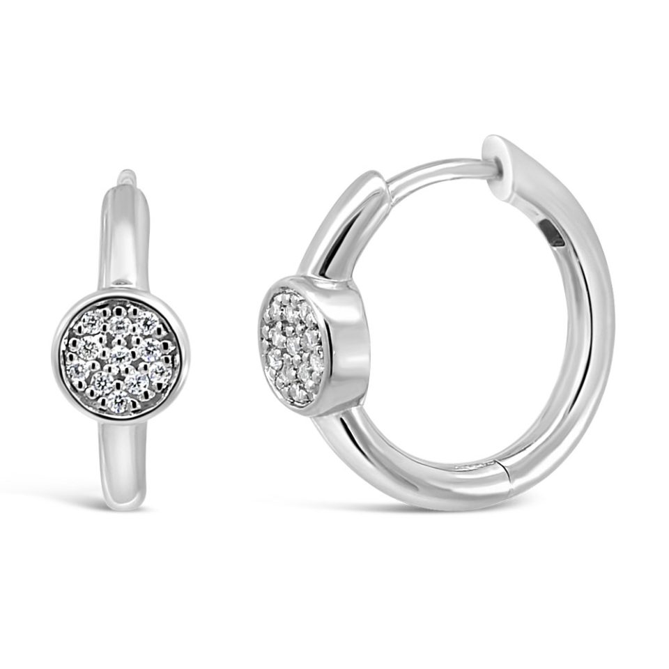 Hoop Earrings with Cubic Zirconia in Sterling Silver